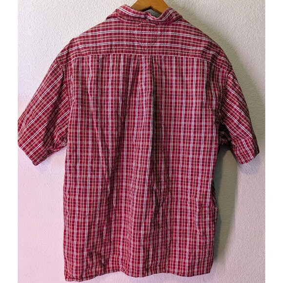 Tommy Hilfiger Men's Red Plaid Button Down Shirt Crest Logo Size XL (531) - Picture 2 of 3